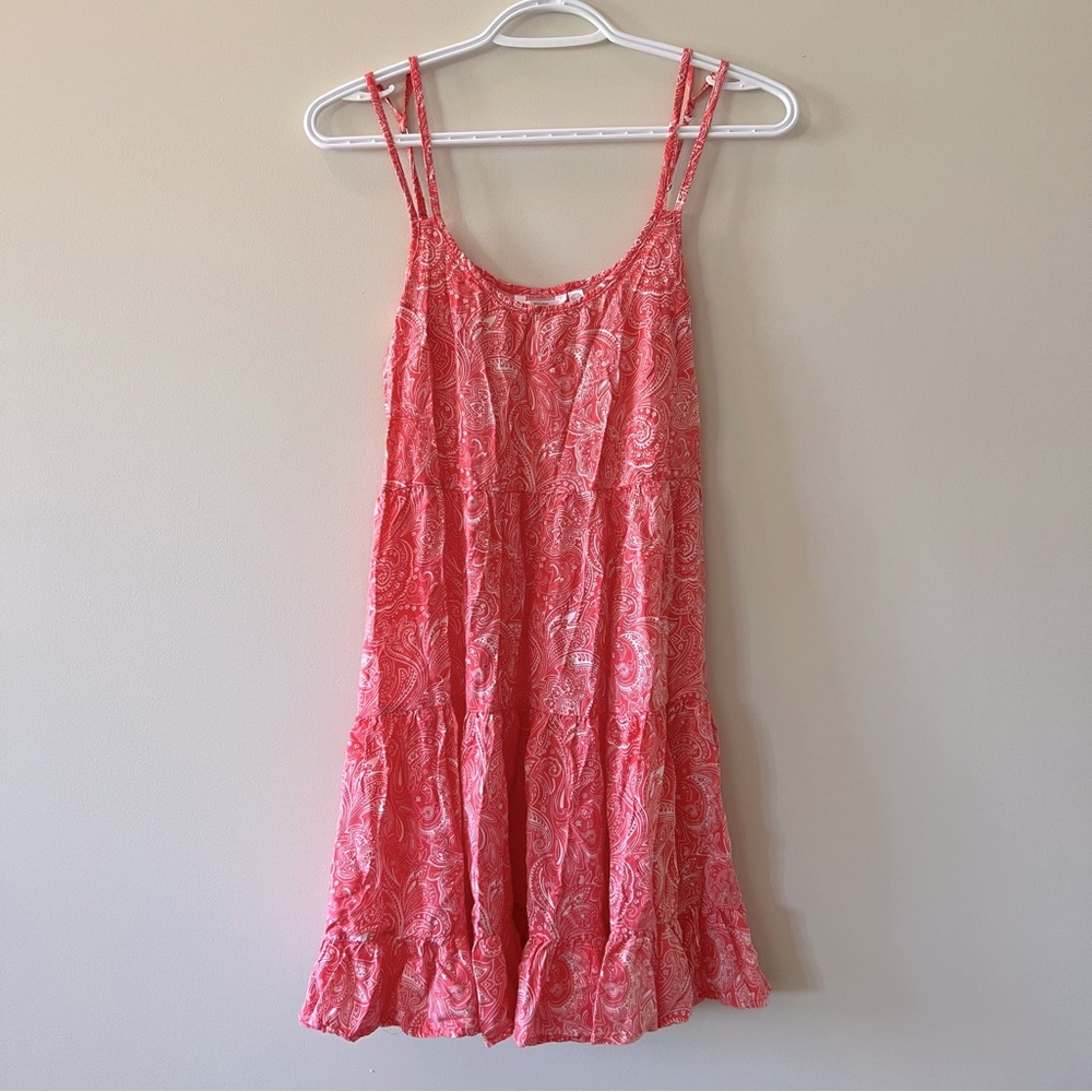 La Vie En Rose Aqua Paisley Tiered Strapless Dress